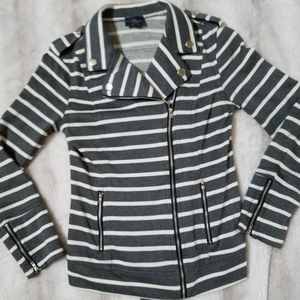 Market & Spruce Striped Moto Jacket